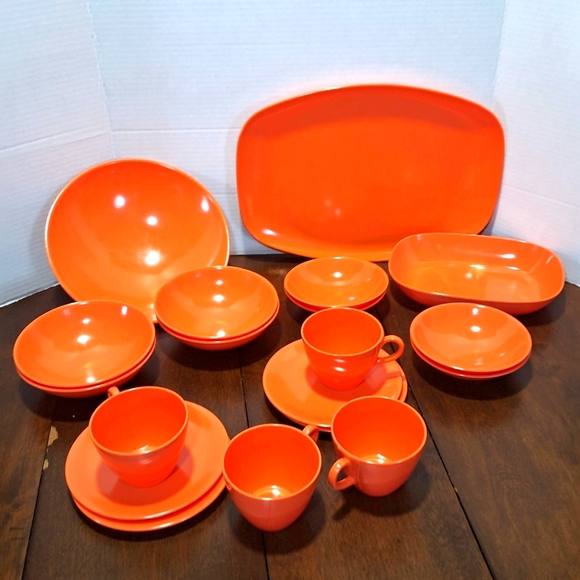 Melmac Melamine Other - 19 Peice Vintage  Melmac Melamine Dinner Ware Saucers Cups  Bowls Platterl ETC.